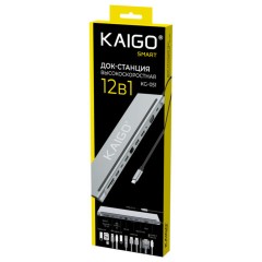Док-станция хаб-разветвитель KG-051 Type-C 3.2, 12в1:USB2.0/3.2+PD100W+Type-C+2хHDMI+RJ45+VGA+AUX+SD/TF,KAIGO, 355071 - фото 2