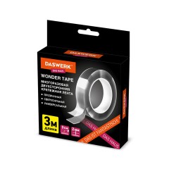 Многоразовая двухсторонняя прозрачная крепежная лента "Скотч NANO tape" 3 м х 30 мм, 2 мм, DASWERK (ДАСВЕРК), 607928 - фото 2