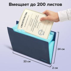 Папка-органайзер на кнопке 12 отделений, BRAUBERG "Extra", А4, синяя с голубым, 271933 Папка-органайзер на кнопке 12 отделений, BRAUBERG "Extra", А4, синяя с голубым, 271933 - фото 10