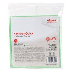 Салфетка микроволоконная VILEDA PROFESSIONAL "МикронКвик", КОМПЛЕКТ 5 шт., микроволокно, зеленые, 38х40 см, 170637 - фото 4