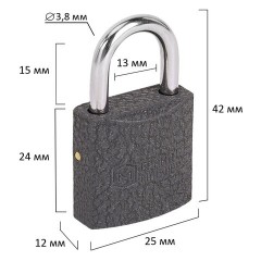 Замок навесной чугунный 25 мм "Стандарт", 2 ключа, ГРАНДМАСТЕР, 671289 - фото 8