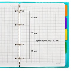 Тетрадь на кольцах А5, 175х220 мм, 120 л., пластик, разделители, BRAUBERG MOVE, бирюзовый, 405261 - фото 5