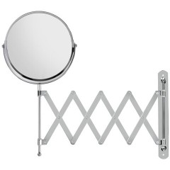 Зеркало настенное BRABIX, диаметр 17 см, двусторонее, с увеличением, нержавеющая сталь, выдвижное (гармошка), 607420 - фото 2