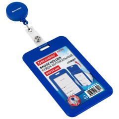 Бейдж вертикальный (85х54 мм), с рулеткой 70 см с клипом, СЛАЙДЕР, синий, BRAUBERG EXTRA, 238844 - фото 8