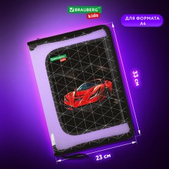 Папка для труда на молнии BRAUBERG KIDS А4, 1 отделение, прозрачная, органайзер, "Red car", 272209 - фото 11