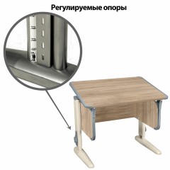Стол-парта регулируемый "ДЭМИ" СУТ.41, 750х550х530-815 мм, бежевый каркас, пластик серый, дуб сонома (КОМПЛЕКТ) - фото 5