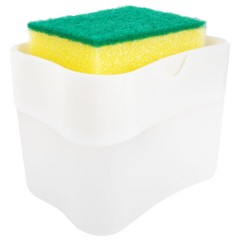 Диспенсер/дозатор для моющего средства, органайзер + губка, БЕЛЫЙ, 7х14х11 см, ЛЮБАША, 700039 - фото 3