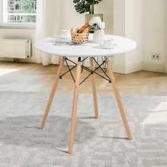 Стол обеденный BRABIX "Eames T-01", круглый, диаметр 80 см, опоры дерево, белый, 532633 - фото 8