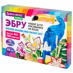 ЭБРУ набор для рисования на воде 12 цветов по 20 мл (120 картин), лоток А4, BRAUBERG HOBBY, 665356 - фото 2