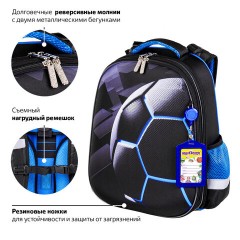 Ранец ЮНЛАНДИЯ EXTRA с дополнительным объемом, 2 отделения, "Soccer ball", 38х29х18 см, 270677 - фото 18