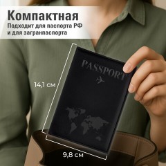 Обложка для паспорта "Passport map", экокожа soft-touch, черная, STAFF, 238760 - фото 11
