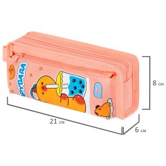 Пенал ЮНЛАНДИЯ ЮНИОР, 2 отделения, с ручкой, полиэстер, "Capybara", 21х8х6 см, 273814 Пенал ЮНЛАНДИЯ ЮНИОР, 2 отделения, с ручкой, полиэстер, "Capybara", 21х8х6 см, 273814 - фото 5