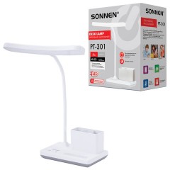 Настольная лампа / светильник беспроводная SONNEN PT-301, органайзер, USB, LED, 4 Вт, 3 режима, 238778 - фото 2
