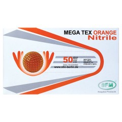 Перчатки нитриловые сверхпрочные с текстурой SFM MEGA TEX ORANGE, Германия, 25 пар (50 штук), размер M (средний), 4036534913208 - фото 3