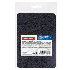 Картхолдер для трех карт с двумя дополнительными карманами, 12х8,6 см, черный, BRAUBERG, 238763 - фото 8