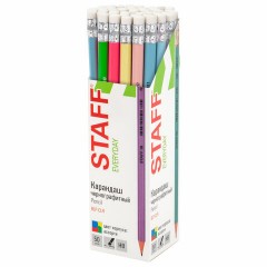 Карандаш чернографитный с ластиком STAFF EVERYDAY BLP-CLR, 1 шт., НВ, цвет корпуса ассорти, 182117 - фото 11