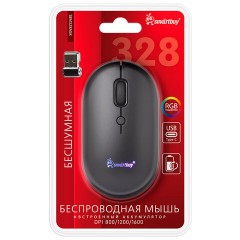 Мышь беспроводная бесшумная SMARTBUY 328AG, USB, 3 кнопки + 1 колесо-кнопка, черный, SBM328AGK - фото 4