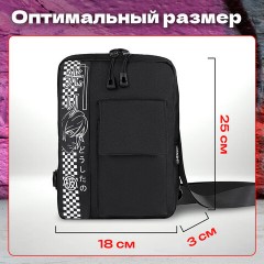 Сумка на плечо HEIKKI TORRENT (ХЕЙКИ) с карманом, "Anime face", черная, 25х18х3 см, 272637 - фото 12