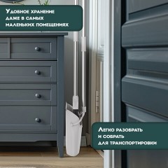 Совок для мусора КОМПЛЕКТ щетка + 2 рукоятки по 77 см металлические разборные, бело-серый, колорбокс, LAIMA, 608947 - фото 15
