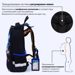 Ранец BRAUBERG PREMIUM, 2 отделения, с брелоком, "Звезда ралли", объемный дизайн, 38х29х16 см, 274394 - фото 14