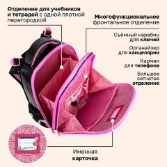 Ранец BRAUBERG SHINY, 2 отделения, с брелоком, "Улыбающийся котик", 38х28х14 см, 272040 - фото 15