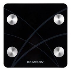 Весы напольные диагностические BRASSON (БРАССОН) FS-33D, 30x30 см, до 180 кг, 15 параметров, стекло, черные, 458447
