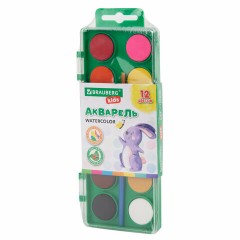 Краски акварельные BRAUBERG KIDS, 12 ярких цветов, круглые кюветы, пластиковый пенал, 191806 - фото 6