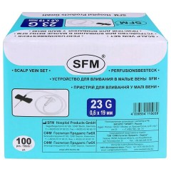 Иглы-бабочки для вливания в малые вены SFM 0,6 х 19 - 23G, КОМПЛЕКТ 100 штук, LUER - фото 12