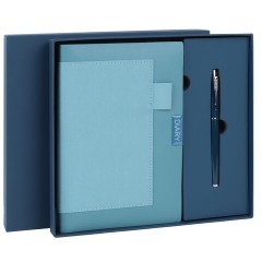 Ежедневник в наборе с ручкой А5, 144x210 мм, BRAUBERG "Style" под кожу, 160 листов, синий, 116862