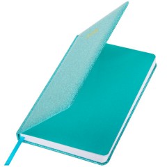 Ежедневник датированный 2026, А5, 138x213 мм, BRAUBERG "Sparkle", под кожу, блестки, бирюзовый, 117439 - фото 4