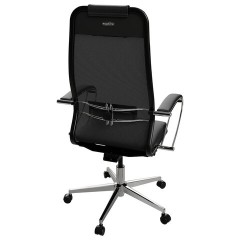 Кресло офисное МЕТТА "ErgoLife" Comfort, хром, сиденье мягкое, ткань-сетка/экокожа, черное - фото 7