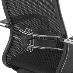 Кресло офисное МЕТТА "К-12", хром, ткань-сетка, сиденье и спинка регулируемые, черное - фото 15