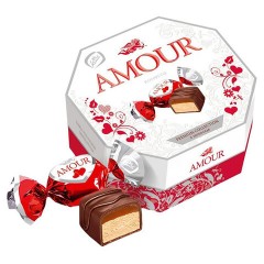Конфеты глазированные KONTI "Amour" из мягкой нуги и карамели, 150 г, 17322