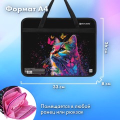 Папка на молнии с ручками BRAUBERG А4, 1 отделение, пластик, 80 мм, "Butterfly catcher", 272165 Папка на молнии с ручками BRAUBERG А4, 1 отделение, пластик, 80 мм, "Butterfly catcher", 272165 - фото 10