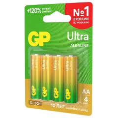 Батарейки КОМПЛЕКТ 4 шт., GP Ultra G-Tech, AA (LR6, 15А), алкалиновые, пальчиковые, 15AUA21-2CRSBC4 - фото 5