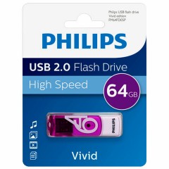 Флеш-диск 64 GB PHILIPS VIVID, разъем USB 2.0, фиолетовый, FM64FD05P/97 Флеш-диск 64 GB PHILIPS VIVID, разъем USB 2.0, фиолетовый, FM64FD05P/97 - фото 3