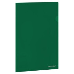 Папка-уголок жесткая, непрозрачная (тонированная), А4, BRAUBERG UNIVERSAL, зеленая, 0,18 мм, 273057
