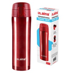 Термокружка 470 мл из нержавеющей стали SUS304, взрывной тёмно-красный металлик, LAIMA, 608822