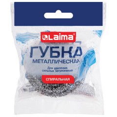 Губка (мочалка) металлическая спиральная 15 г, для посуды, гриля, плиты, LAIMA (ЛАЙМА), 700061 - фото 2