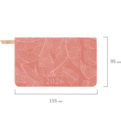 Еженедельник датированный 2026 МАЛЫЙ ФОРМАТ 95х155 мм, А6, BRAUBERG "Foliage", под кожу, розовый, 117199 - фото 2
