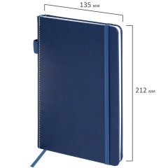 Блокнот А5 135x212 мм BRAUBERG "Edge", под кожу, резинка, держатель, 80 л., клетка, синий, 117149 - фото 3