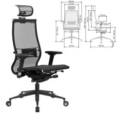 Кресло офисное МЕТТА "SAMURAI" Black Edition, сверхпрочная сетка, регулируемое, черное - фото 2