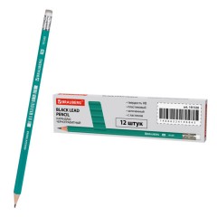 Карандаш чернографитный BRAUBERG, 1 шт., "Grass", НВ, с резинкой, пластиковый, корпус зеленый, 181326