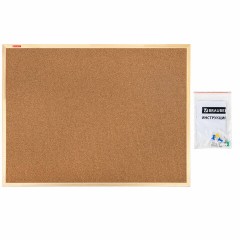 Доска пробковая для объявлений 90х120 см, деревянная рамка, BRAUBERG Wood, 238312 - фото 7