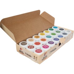 Гуашь ЛУЧ "Школа творчества", 21 цвет по 20 мл, без кисти, картонная упаковка, 29С 1755-08 - фото 3