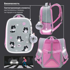 Ранец BRAUBERG LIGHT, 1 отделение, с брелоком, "Cat patches", плюшевые нашивки, 36х26х13 см, 272030 - фото 16