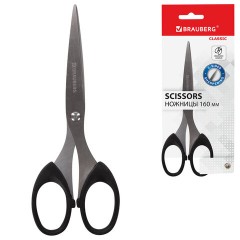 Ножницы BRAUBERG "Classic", 160 мм, черные, классической формы, 2-х сторонняя заточка, 230933 - фото 4