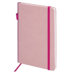 Блокнот А5 135x212 мм BRAUBERG "Edge", под кожу, резинка, держатель, 80 л., клетка, розовый, 117148 - фото 2