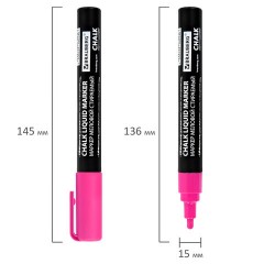 Маркер меловой CHALK LIQUID MARKER, РОЗОВЫЙ, 3 мм, стираемый, BRAUBERG "CHALK", 152586 - фото 8