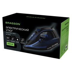 Утюг паровой BRASSON (БРАССОН) SI-2530, 3000 Вт, керамика, автоотключение, антикапля, ШНУР 2,8 м, самоочистка, черный/синий, 458311 - фото 12